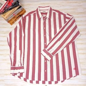 J Peterman Men's Shirt Burg Strip Size XL